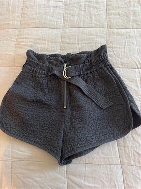 Sea Quilted Charcoal High-Waist Athletic Shorts with Belt